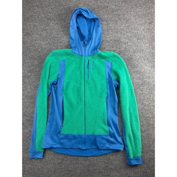 Norrona Falketind Alpha120 Jacket Women's Large Blue Green Hooded Full Zip - Picture 1 of 11